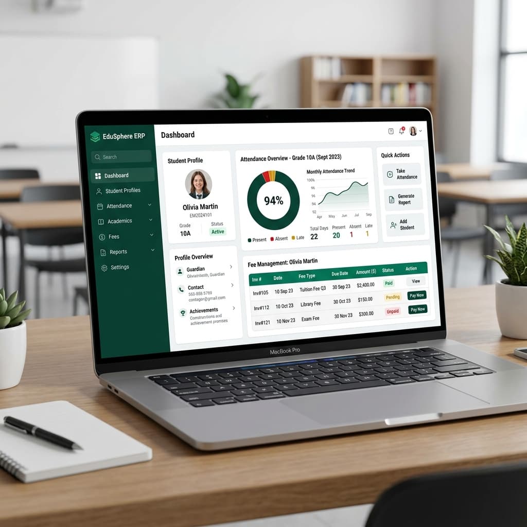 School Management Software Interface